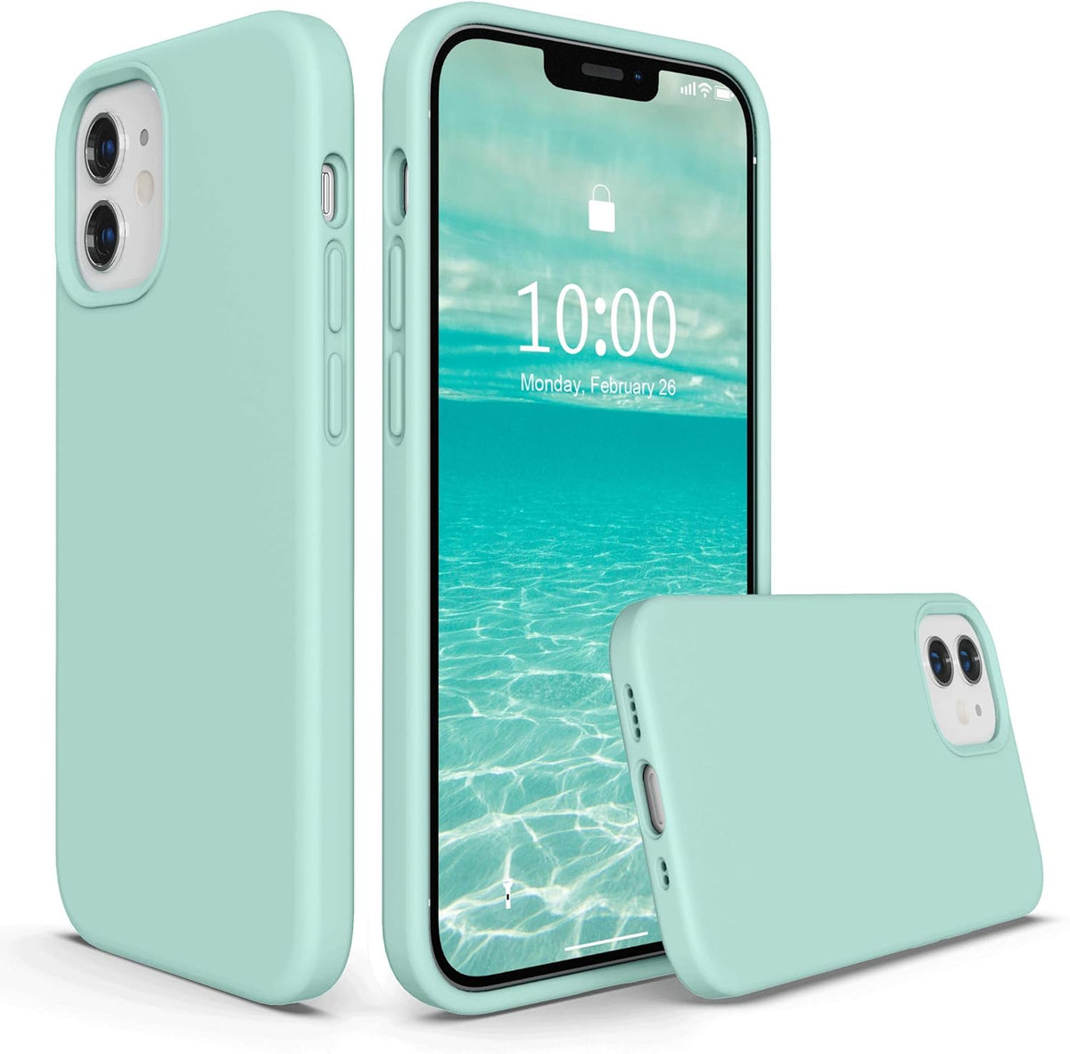 SURPHY Silicone Case Compatible with iPhone 12 Mini, Liquid Silicone Phone Case with Microfiber Lining (Mint Green)