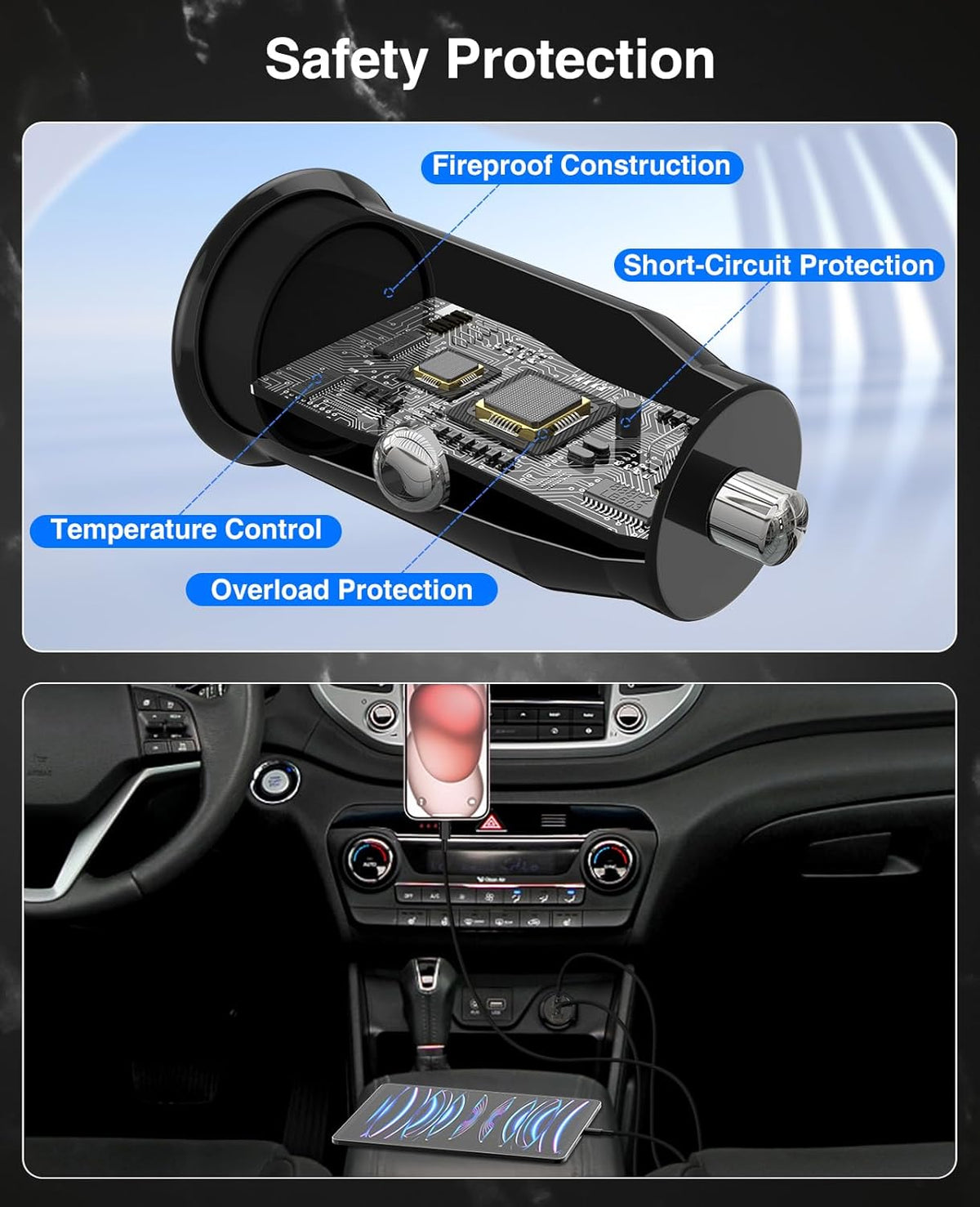 USB C Car Charger for iPhone 15 Pro/15 Pro Max/15 Plus, [MFi Certified] Dual 40W Fast Charging Adapter with 3FT USB C