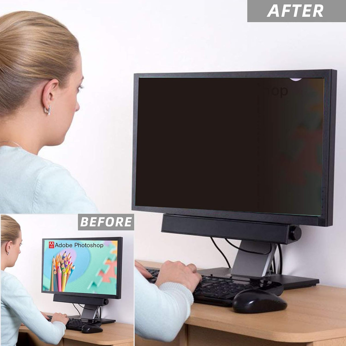 GUMIKE 27 inch Computer Privacy Screen Filter for 16:9 Aspect Ratio Widescreen Monitor - Blue Light Filter - Anti-Glare & Anti-Scratch Protector Film (27 Inch (Diagonal) - 16:9Aspect Ratio)