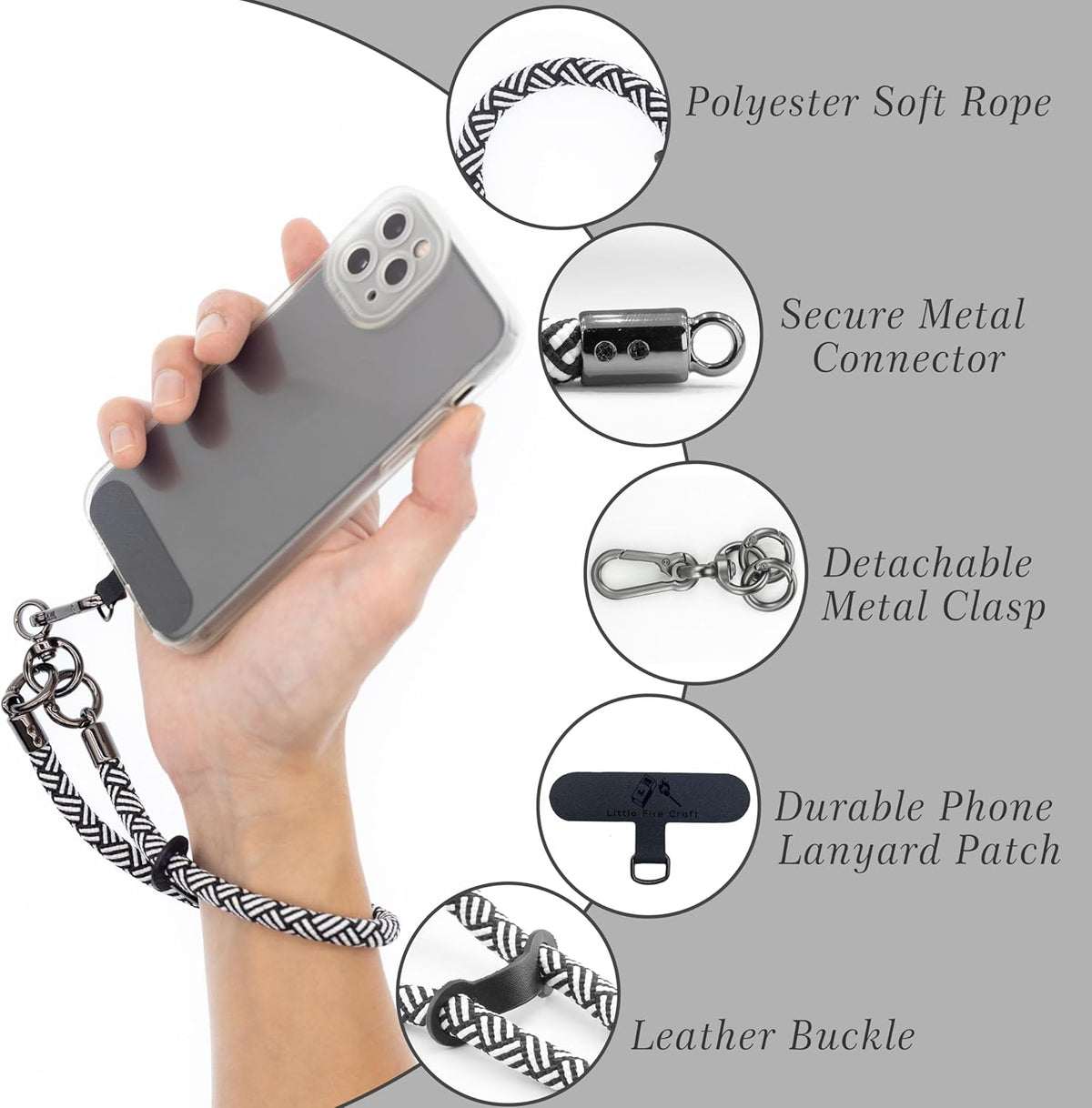 Cell Phone Wrist Strap Phone Lanyard Wrist Phone Wristlet Lanyard Hand Wristlet Strap (Zebra Black)