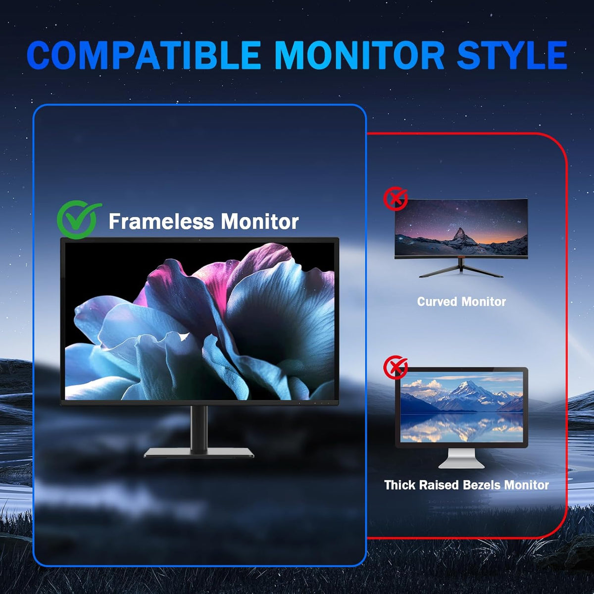 [2 Pack] Magnetic Computer Privacy Screen Filter 24 Inch for Frameless Monitor 16:9 Aspect Ratio, Removable Anti Glare Blue Light Protector, Double Sided Reversible Eye Care 24in Film