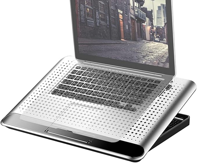 Laptop Cooling PadAdjustable Riser Station - Aluminum Alloy Quiet Computer Laptop Cooling Fan | for Desk Keyboard Tablet Book Home Workplace Dorm Apartment