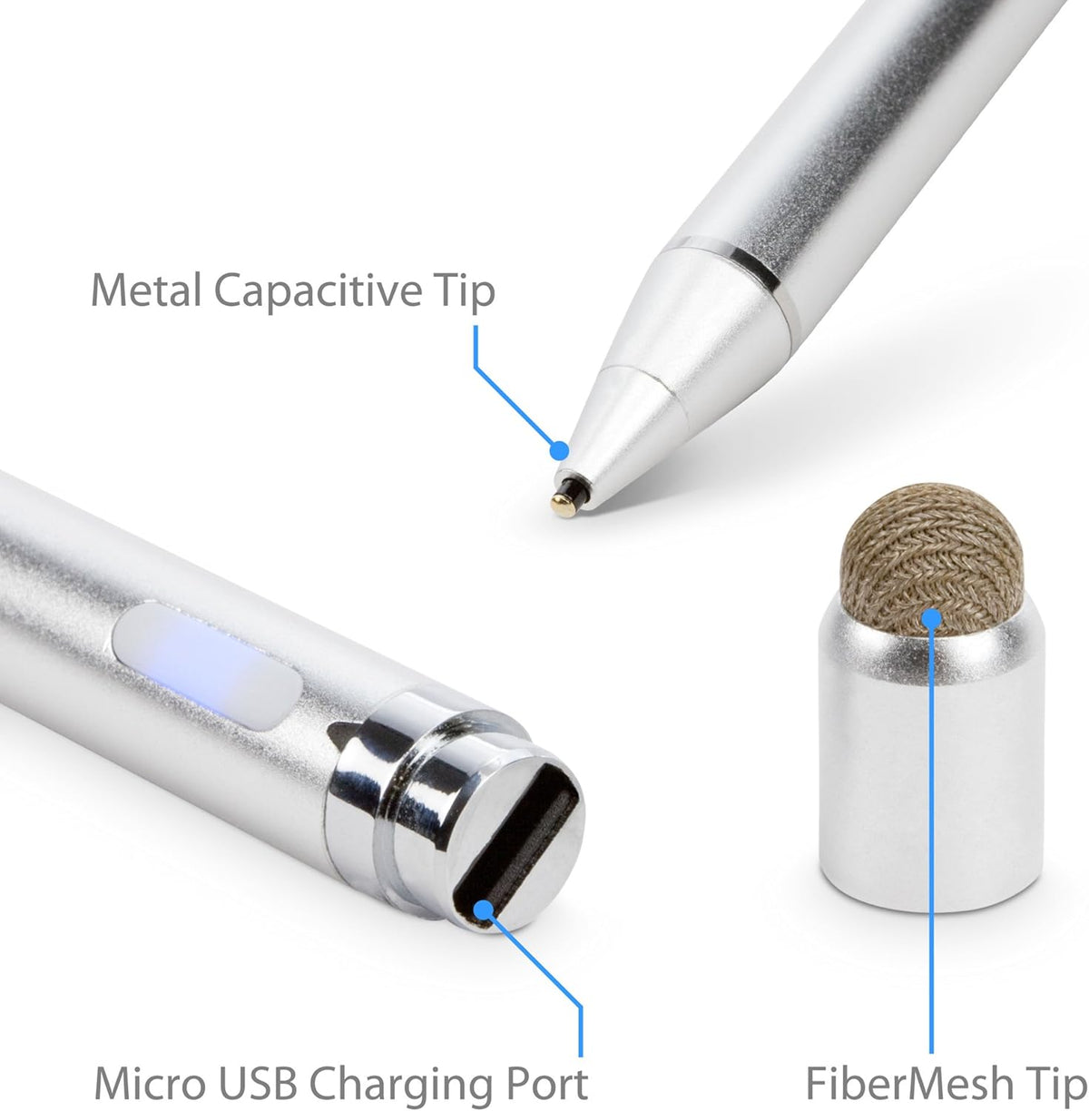 BoxWave Stylus Pen Compatible with Acer T272HL (27") - AccuPoint Active Stylus with Ultra Fine Tip - Metallic Silver
