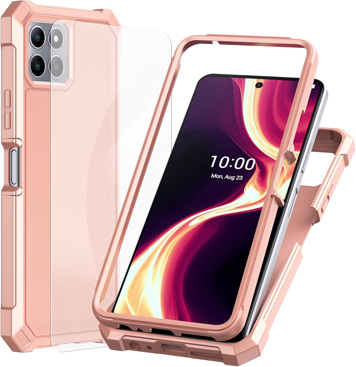 Ailiber Rose Gold Case for Boost Celero 5G Plus with Screen Protector, 2 Layer Structure Protection, Shockproof Bumper