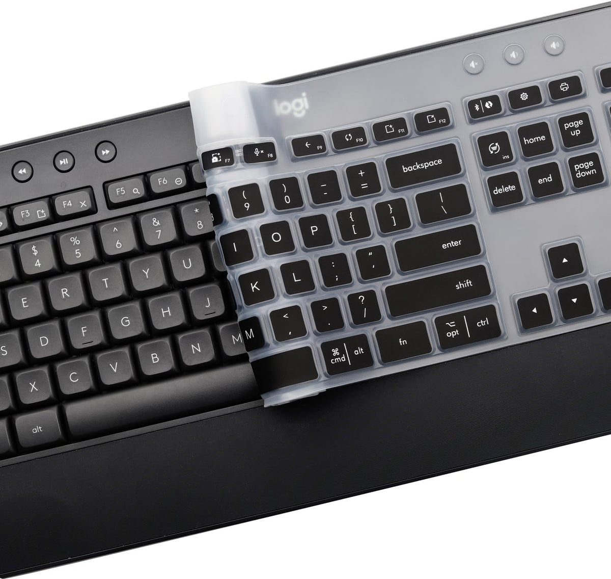 Keyboard Cover Skin for Logitech MK545 MK540 Wireless Keyboard, Logitech MK545 Keyboard Protector, Logitech MK540 Ultra Thin Desktop PC Silicone Clear Keyboard Skin Protector-Black