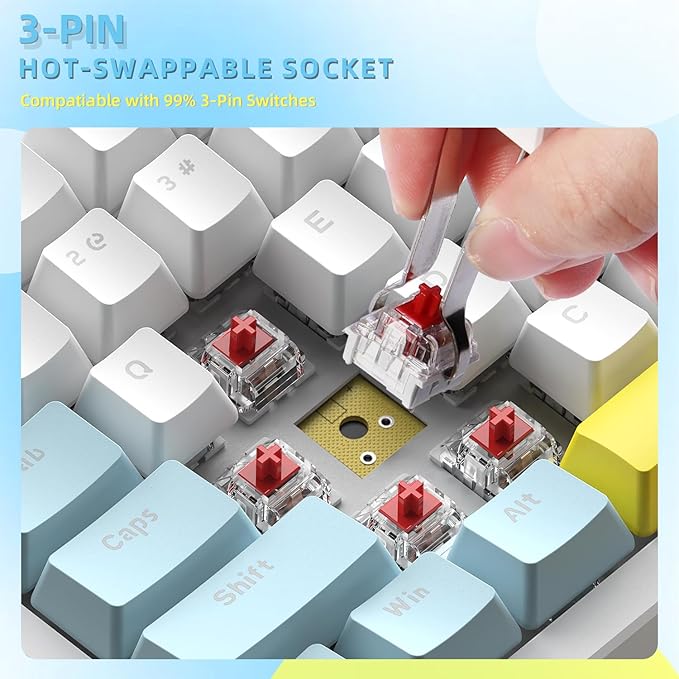 K84 75% Mechanical Gaming Keyboard84 Keys TKL Layout Compact KeyboardHot Swappable18 LED BacklitAnti-ghostingwith Pro Coiled USB-C CableErgonomicPortablefor PCMac (LemonRed Switch)