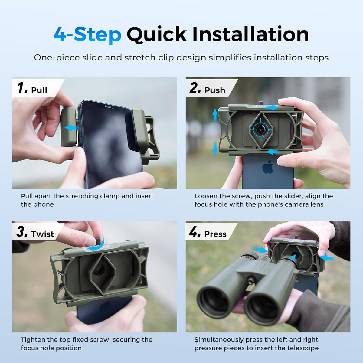 Evil eye 360 Upgraded Telescope Phone Adapter, Rotatable Binocular Photo Adapter for Android & iPhone,Smartphone Holder