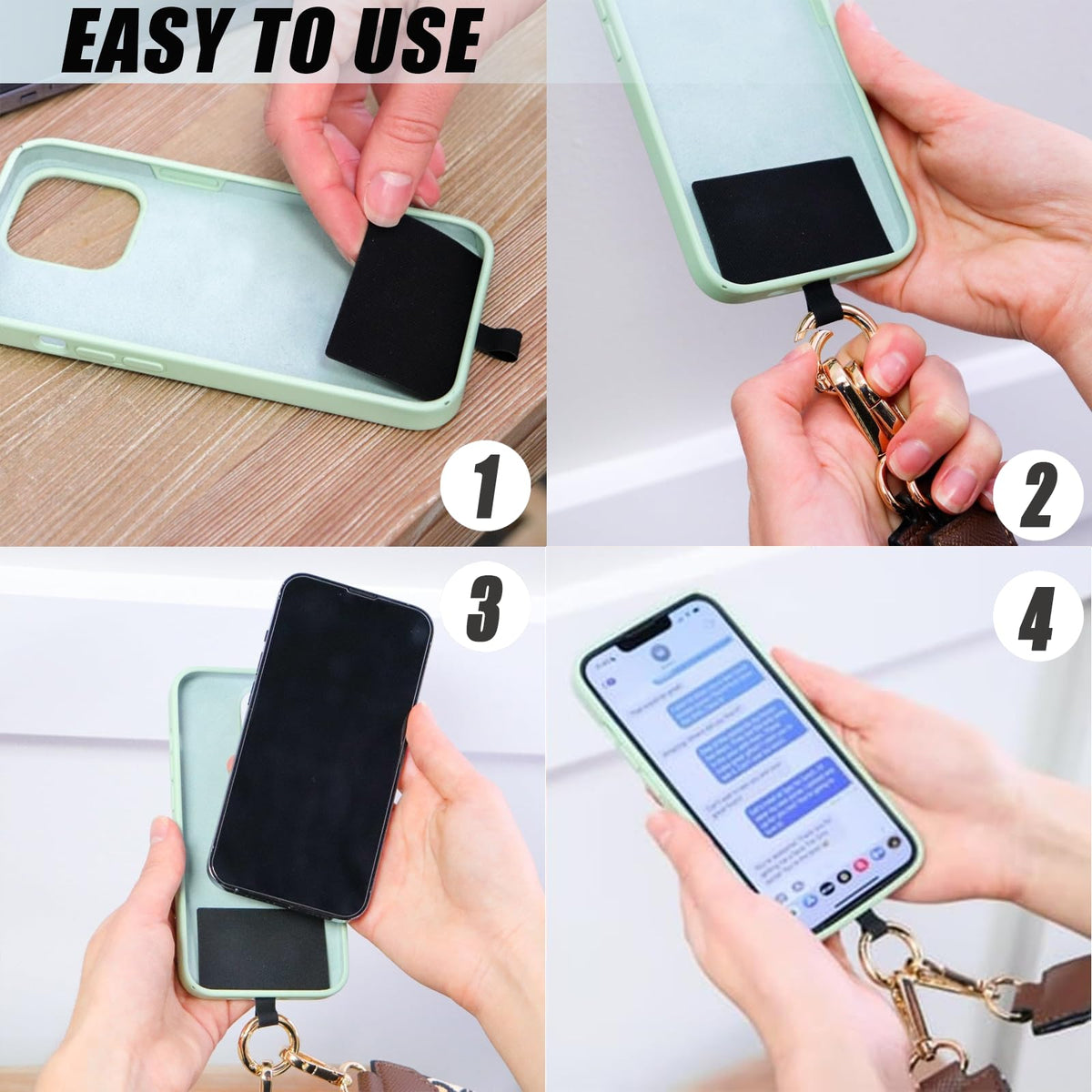 DANONI Clip and Go Strap for Phone with Wallebt Crossody,Phone Strap with Zippered Pouch,Adjustable Phone Strap Crossbody (Beige 1pc)