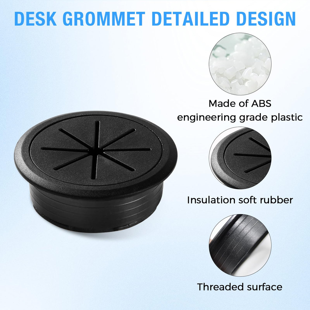 BOPOREAE 2 Pcs Desk Grommet 2" (50mm), Desk Hole Cover for Cables