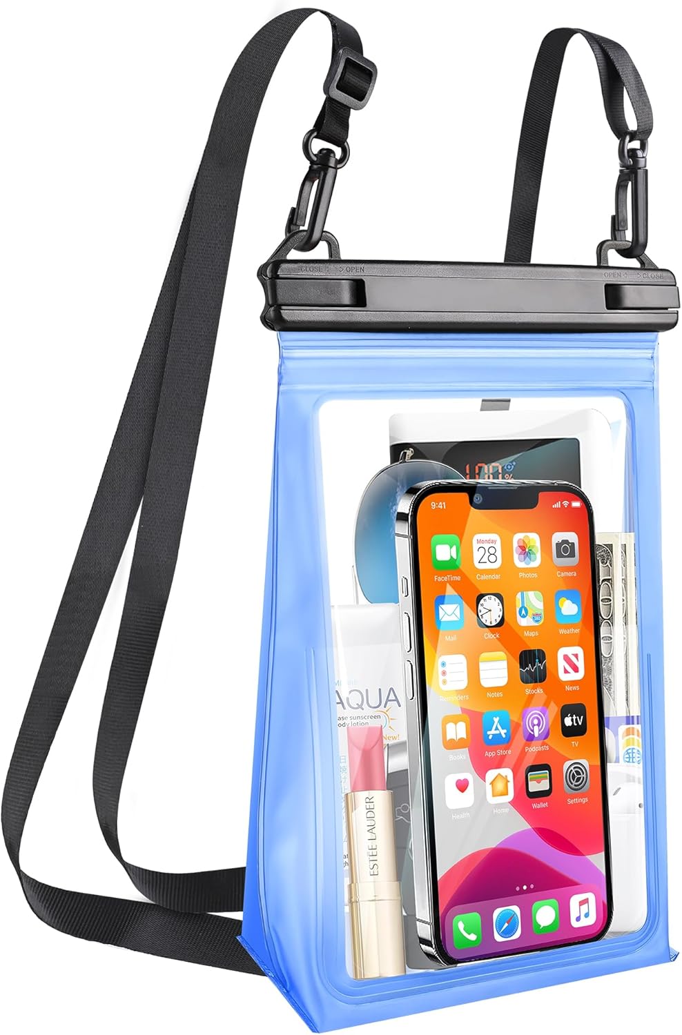 Large Waterproof Phone Pouch, Floating Dry Bag for iPhone 15 14 13 12 11 Pro Max Galaxy S22 S21 Waterproof Bag Sunscreen Glasses Storage Universal Dry Pouch for Swimming Rafting Boating