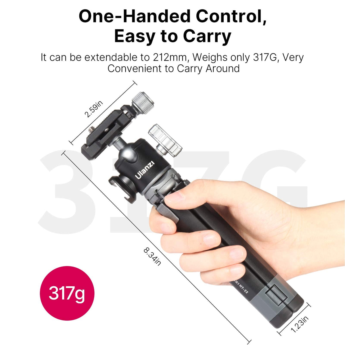 Portable Desktop Mini Tripod PICTRON MT-24 Compact Camera Tripod Aluminum Alloy with 360° Ball Head,1/4 inches Quick Release Plate for DSLR Camera
