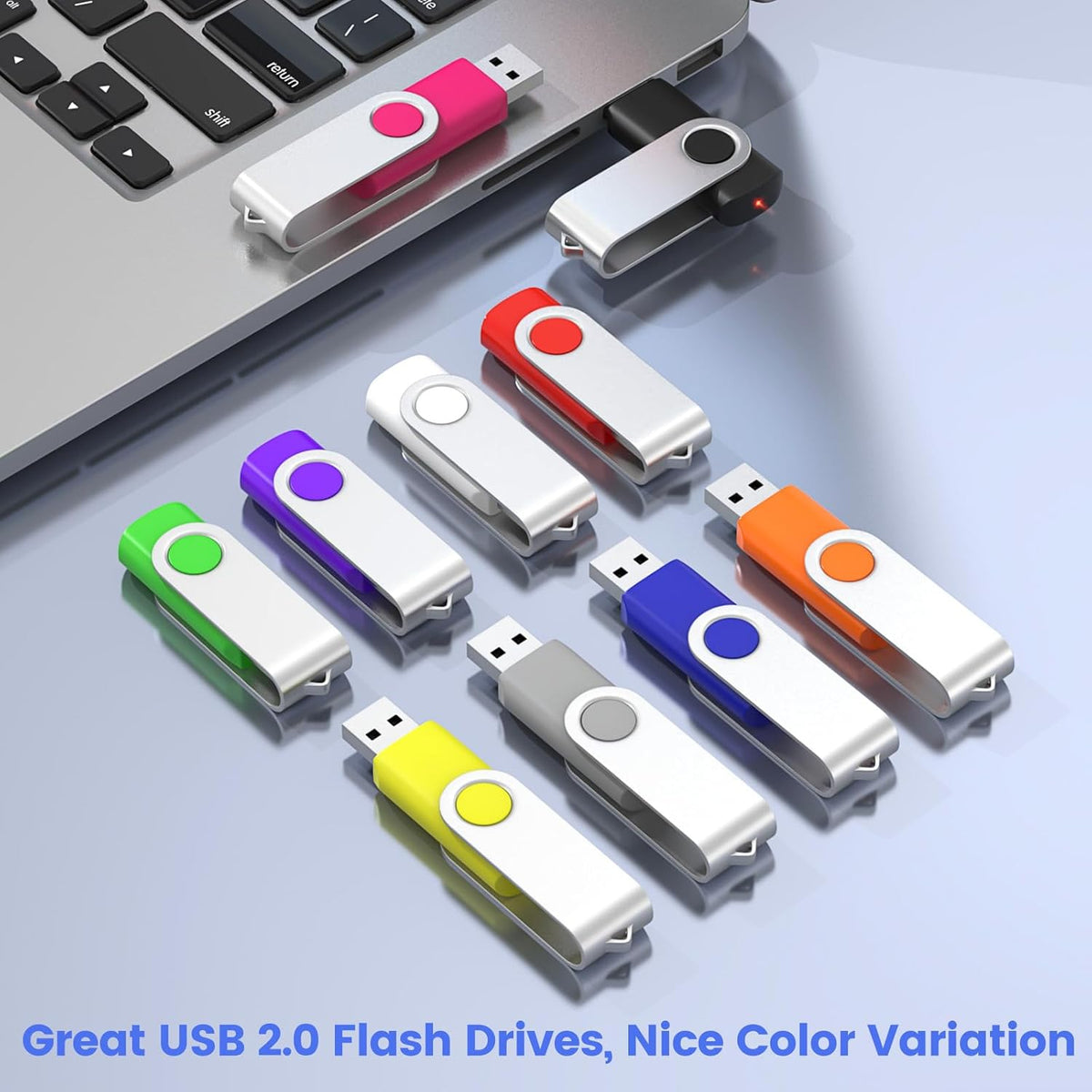 ABLAZE 256MB Flash Drives 500 Pack, USB 2.0 Thumb Drives Bulk Swivel Memory Stick Bulk USB 500 Pack Pendrives 256MB (Mixcolors)