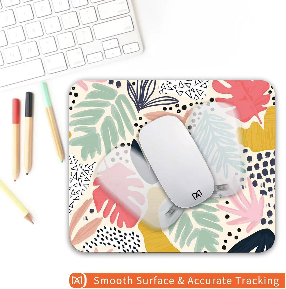 Square Mouse Pad Tropical Plants, Personalized Premium-Textured Custom Mouse Mat Design, Washable Mousepad Cloth, Non-Slip Rubber Base Computer Mouse Pads for Wireless Mouse
