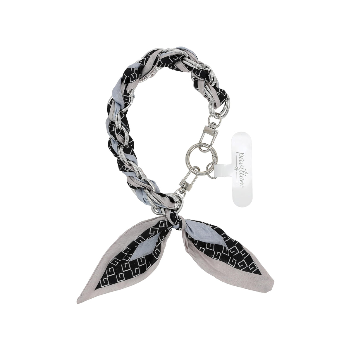 Pavilion Gift Company - Blue Geometric - Braided Scarf Phone Chain Wristlet Accessory