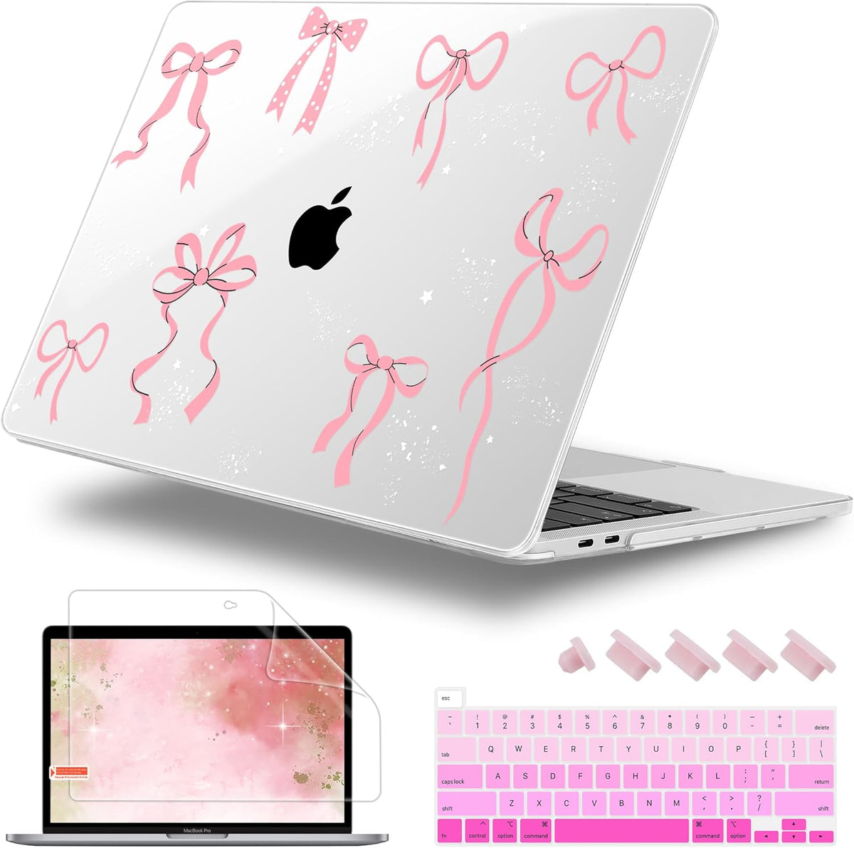for MacBook Pro 16 inch Case 2019 2020 Release Model A2141, Plastic Hard Shell Cover with Keyboard Cover & Screen Protector for MacBook Pro 16 inch with Touch Bar & Touch ID, Star Bow