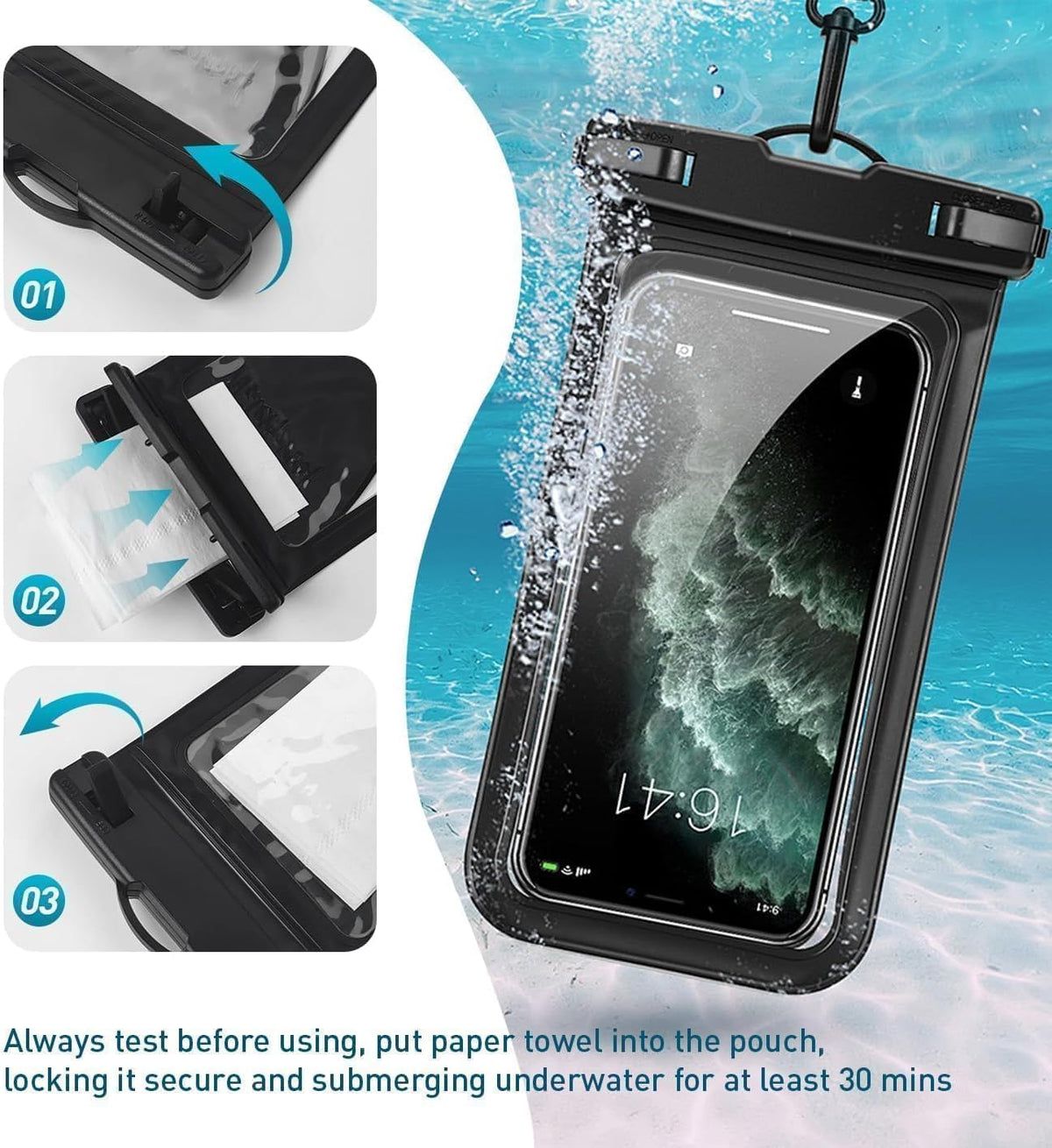 Waterproof Phone Case,with Inside Card Protector, IPX8 Cell Phone Dry Bag Up to 8.3" for iPhone 16 15 14 13 12 Pro Max XS Plus Galaxy S22, Cruise Vacation Essentials, 2 Pack Black &Yellow