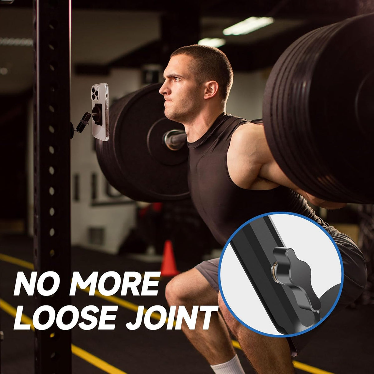 Gym Magnetic Phone Holder, Dual Magnet Phone Mount for Metal Surfaces, 360 Degree Adjustable for Recording Video