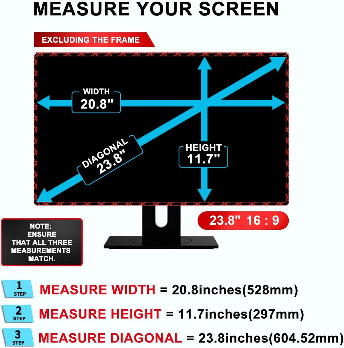 23.8 inch Computer Privacy Screen Filter - Suitable for 16:9 Aspect Ratio Widescreen Monitor - Blue Light Filter - Anti-Glare & Anti-Scratch Protector Film (23.8" Widescreen (16:9))