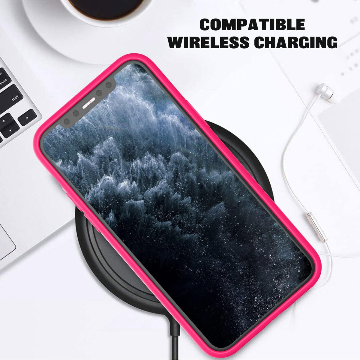 ZUSLAB Case for Apple iPhone 11 Pro, Silicone Gel Rubber Bumper Cover, Hot Pink, Shockproof Full-Body
