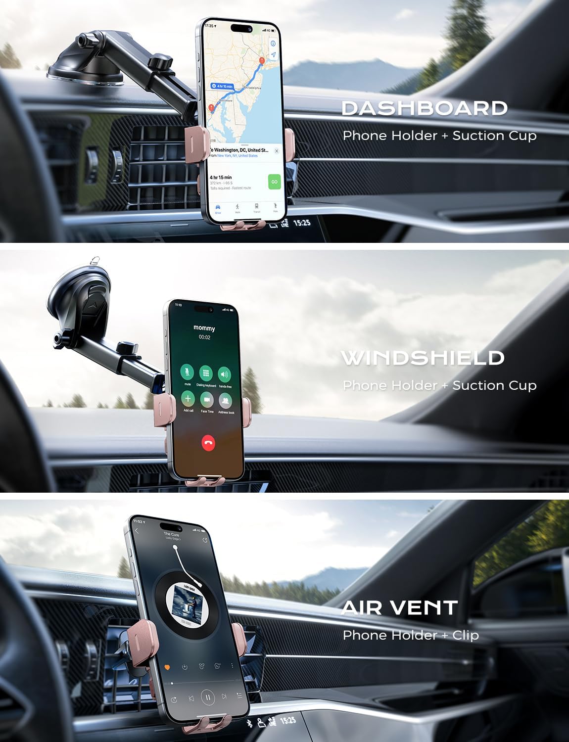 CHGeek Wireless Car Charger, 15W Fast Charging Auto Clamping Phone Holder for iPhone and Samsung Galaxy Models
