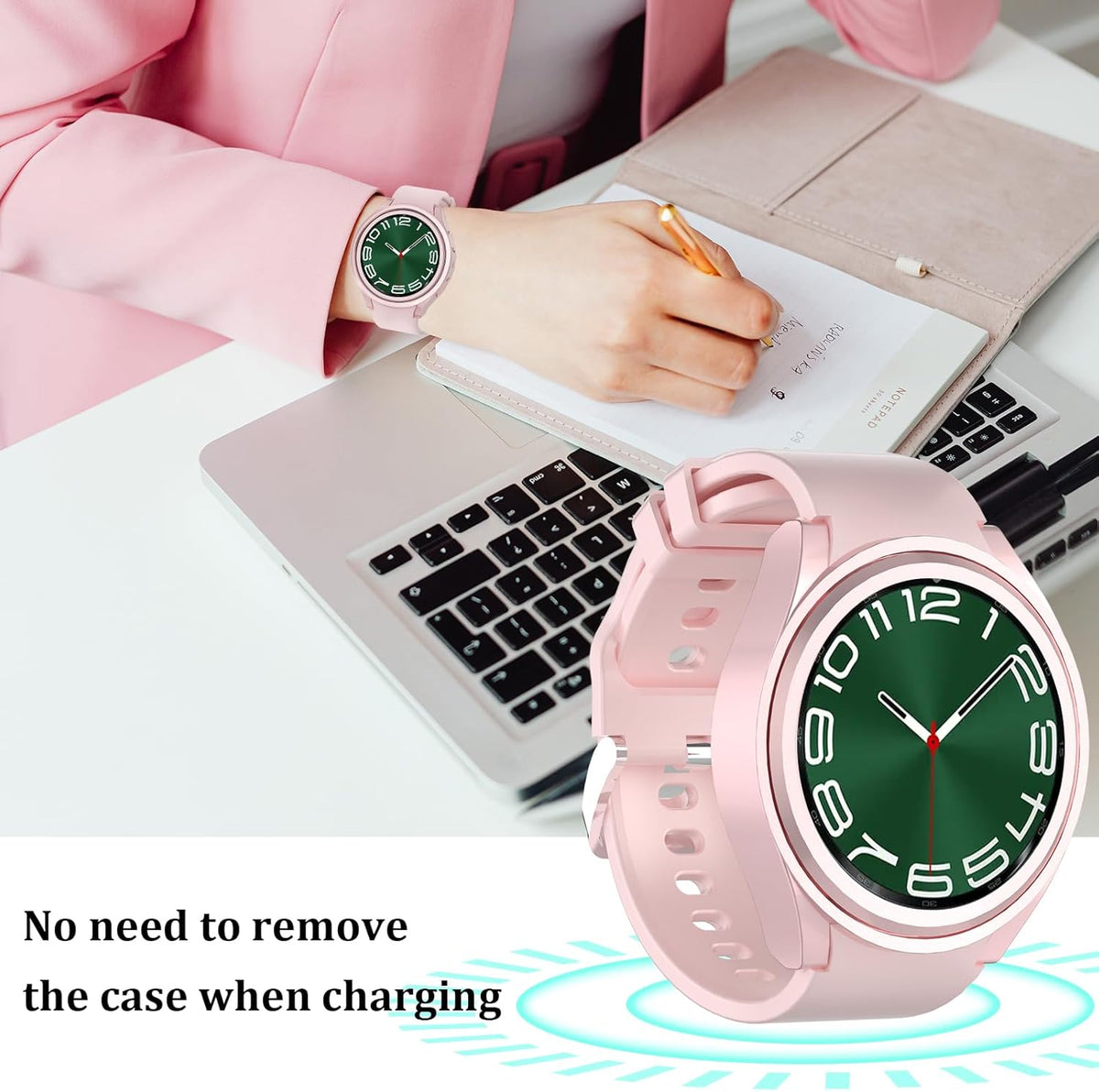 [6+6Pack] Samsung Galaxy Watch 6 Classic Screen Protector Case 43mm - Anti-Fog Tempered Glass Waterproof Bumper Cover
