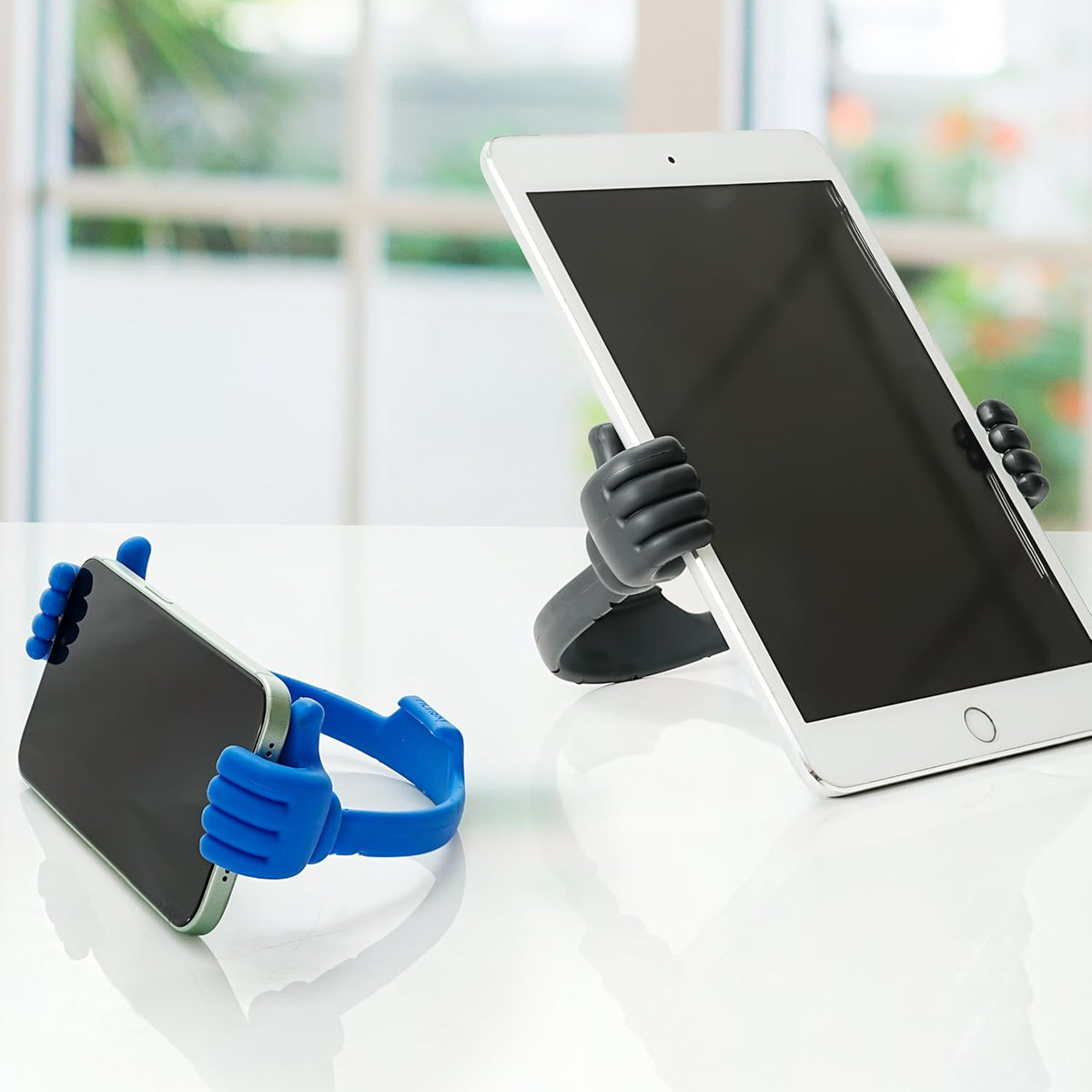 Honsky Thumbs-up Cell Phone Stand Holder, Tablet Stand Cradle for Desk Desktop Smartphone Cellphone Mobile Phone Tablets – Universal Adjustable Flexible, Black