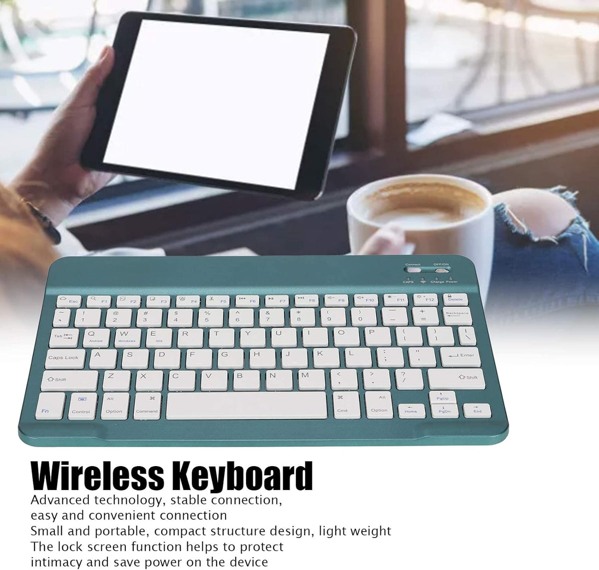 Zunate Ultra Slim Bluetooth Keyboard, Multi-Device Portable Lightweight Keyboard for Tablet, Computer, and Phone