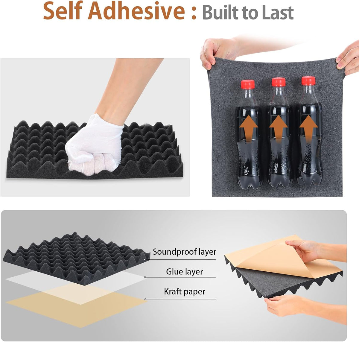 36 Pack Acoustic Foam Panels with Self Adhesive 12" X 12" X 1.2" Sound Proof Foam Panels for Walls High Density Egg-Crate Soundproof Wall Panels for Studio Office Gaming Room