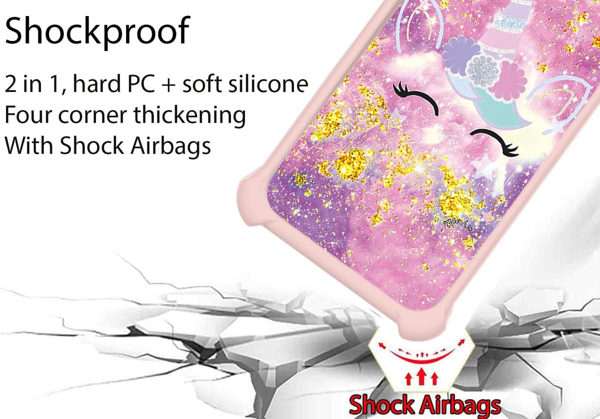jioeuinly Gold Glitter+Luminous Case for Vortex HD65, Compatible with Tempered Glass Screen Protector, Ring Support