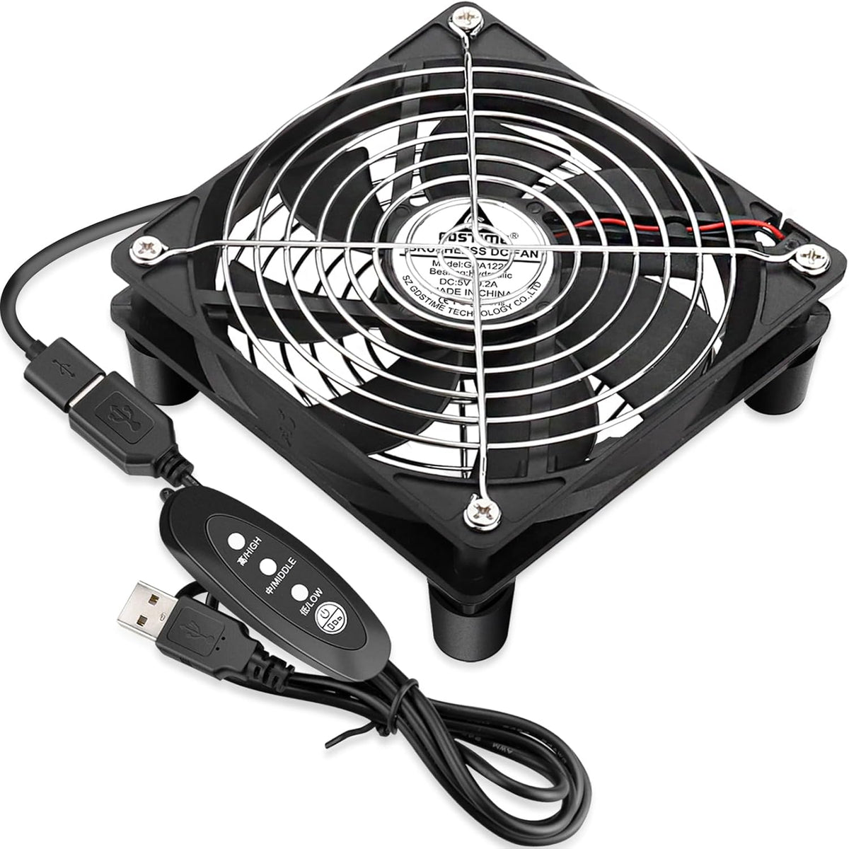 120mm 3 5V GDSTIME Router Fan Cooler with Speed Control, DC USB Powered Cooling Case Fan for Router Modem Receiver DVR