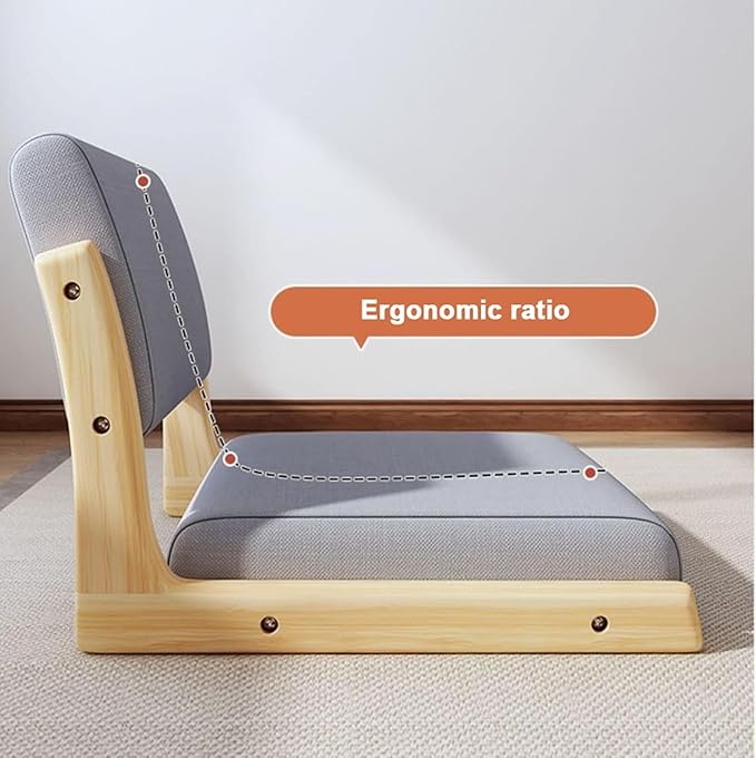 BTZHY Floor Chair Wooden Tatami Chair Floor Chair with Upholstery Lazy Susan Meditation Floor Seat for Bay Window Living Room Bedroom(Orange LeatherWood)