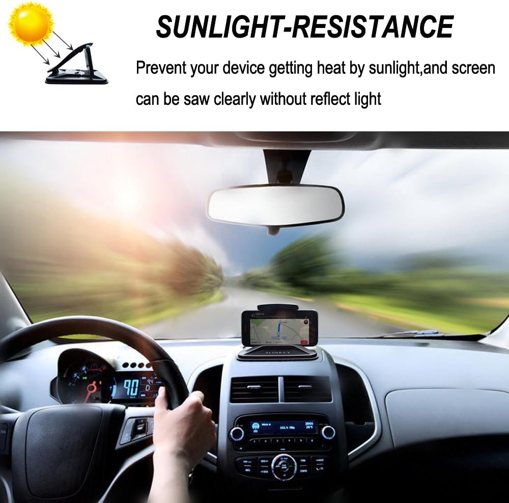 AONKEY Cell Phone Holder for Car, Anti-Slip Dashboard Mount for All Smartphones, Compatible with iPhone & Galaxy
