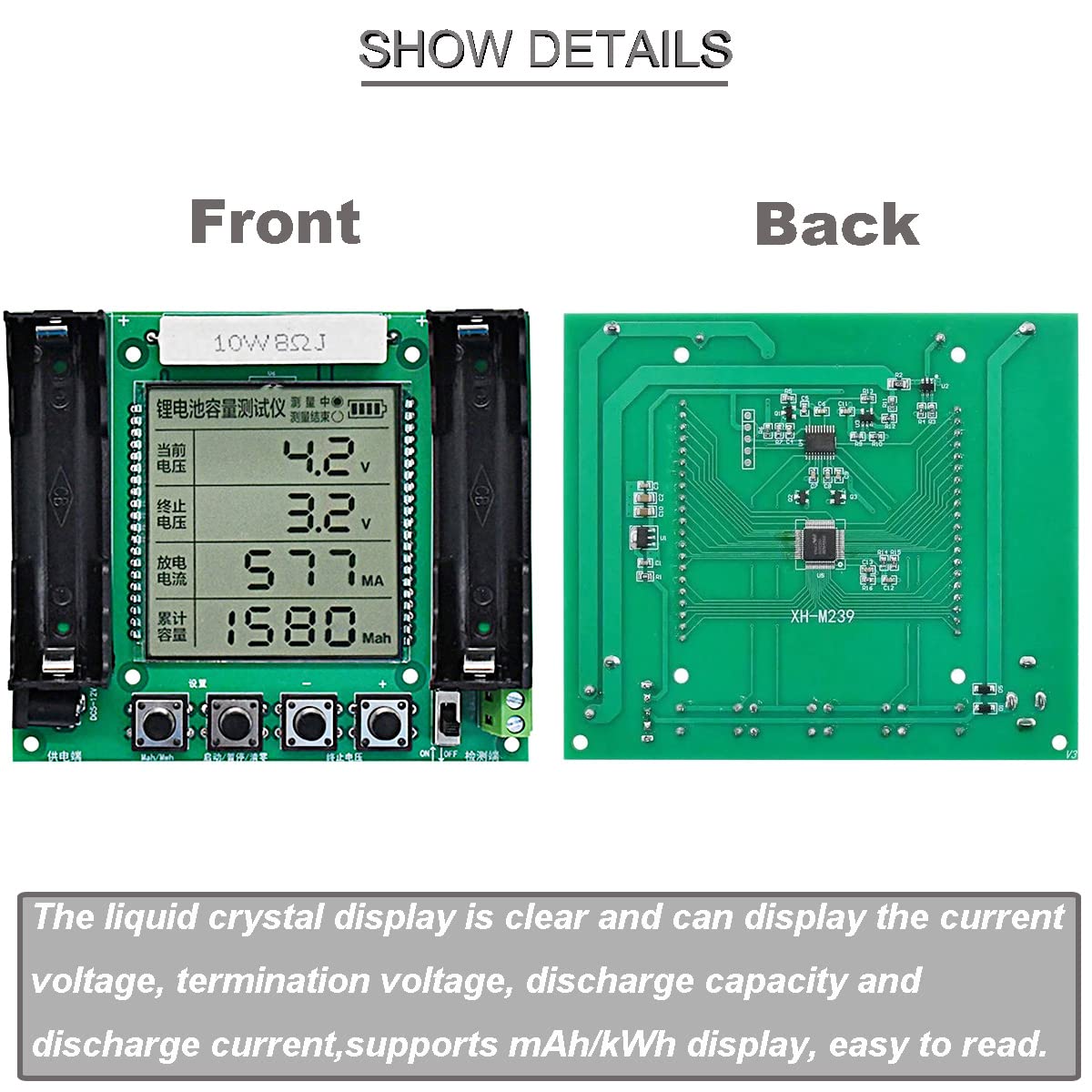 18650 Lithium Battery Capacity Tester, XH M239 Module, High Accuracy MAh MWh Digital Measurement