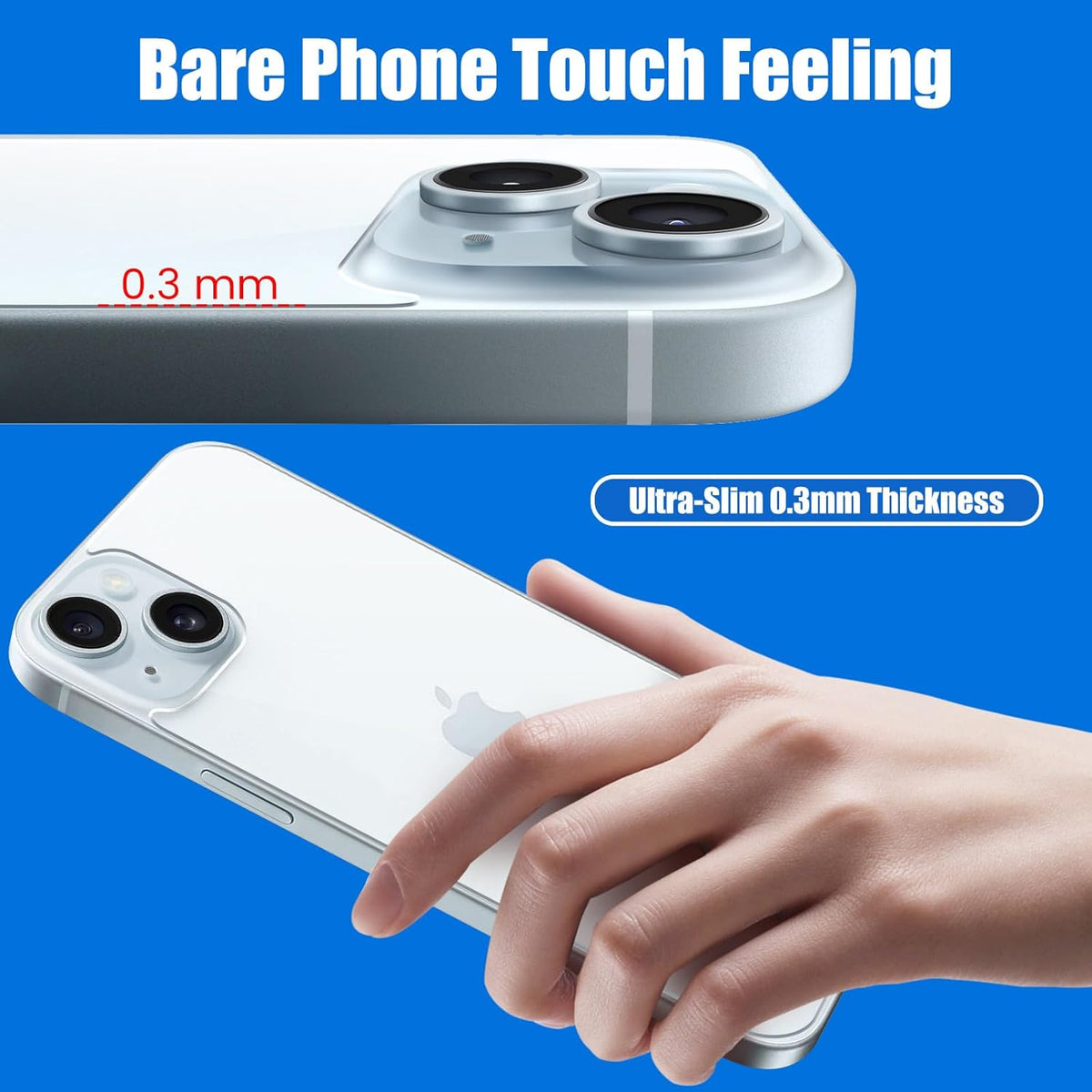2 Pack Back Screen Protector for iPhone 15, Anti-Scratch Tempered Glass Protector for 6.1 inch iPhone 15