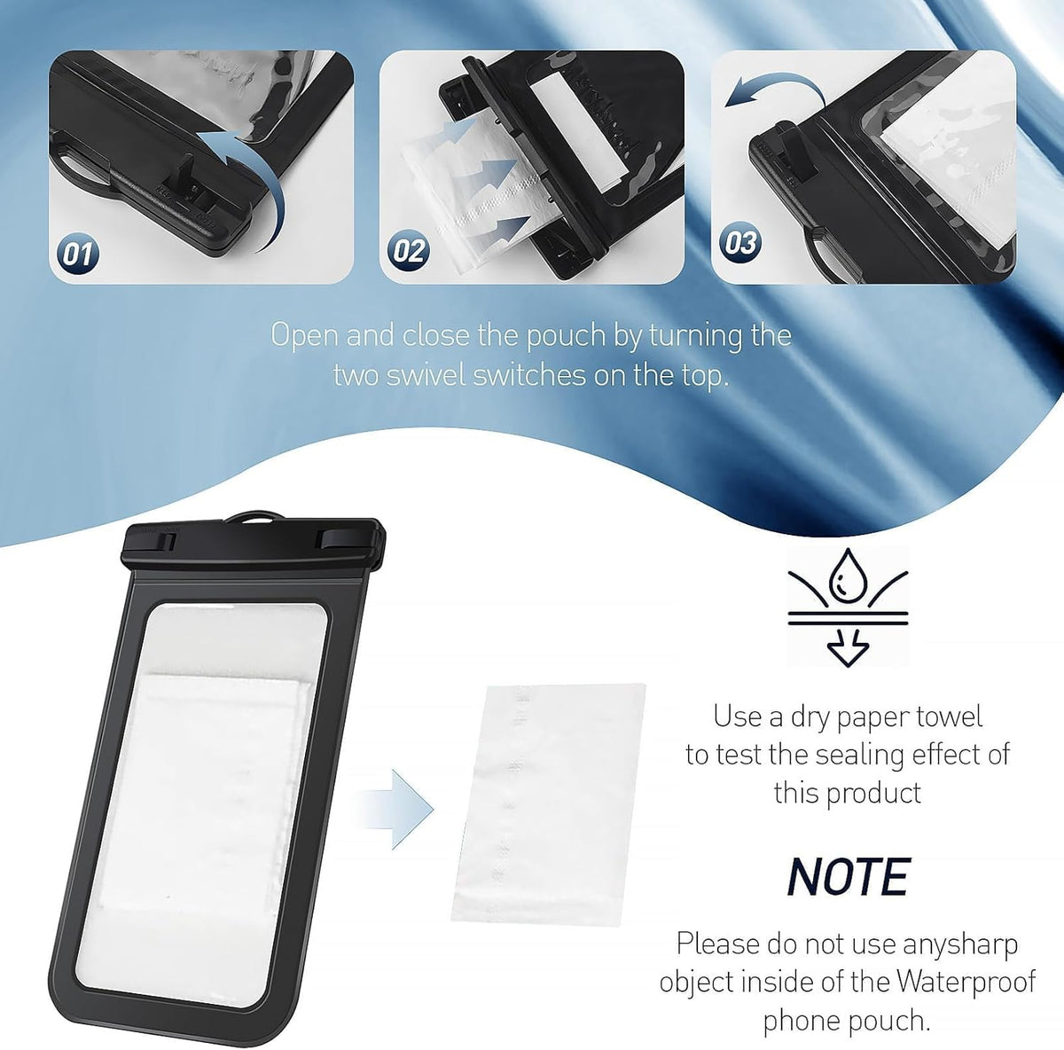 Woyinge Universal Waterproof Case, Cellphone Dry Bag up to 8.3", Beach Cruise Ship Essentials for iPhone, 1 Pack -