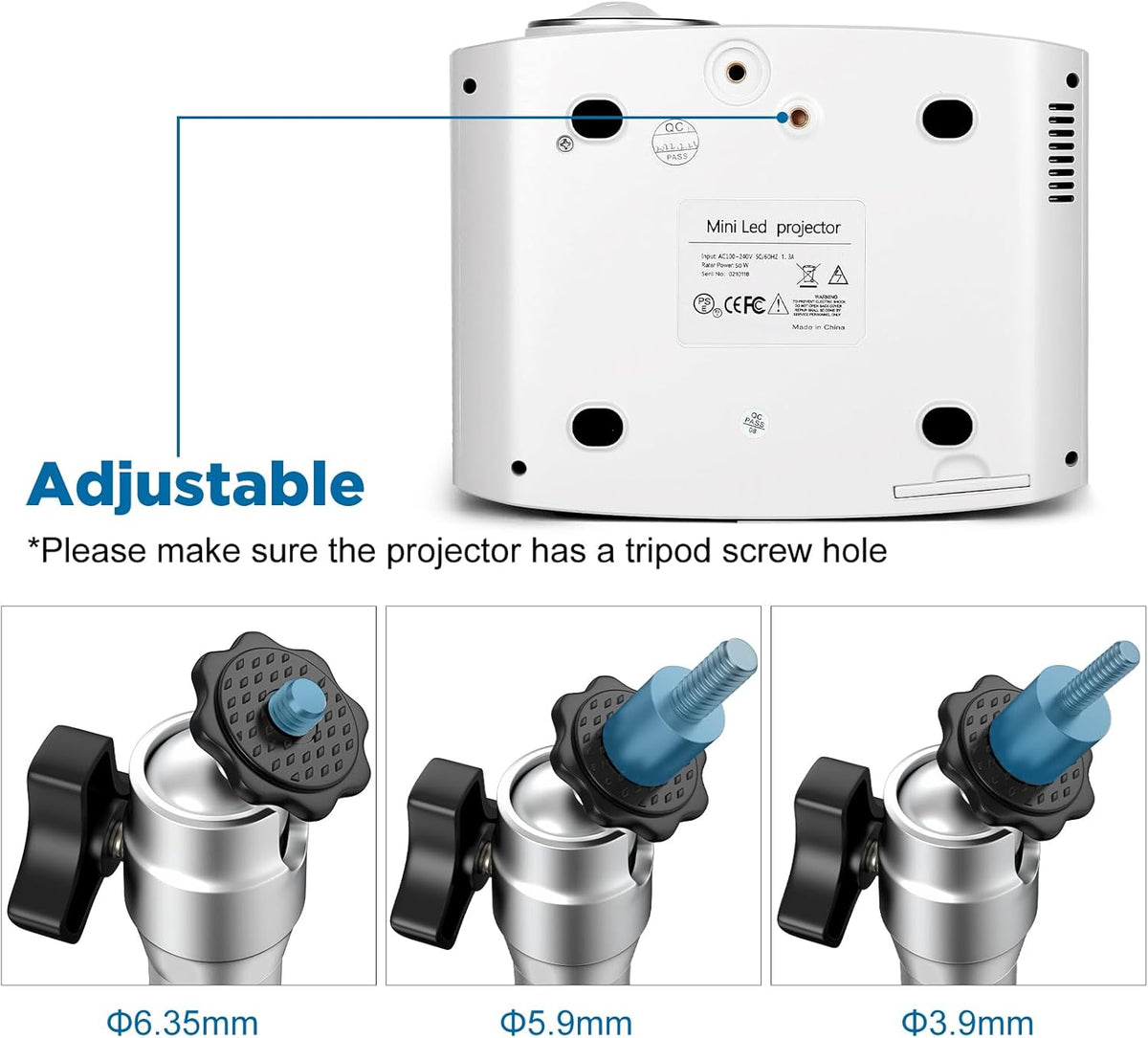 Mini Ceiling Wall Projector Mount Stand Compatible with QKK, DR.J, DBPOWER, Anker, VANKYO, AAXA, Jinhoo, PVO