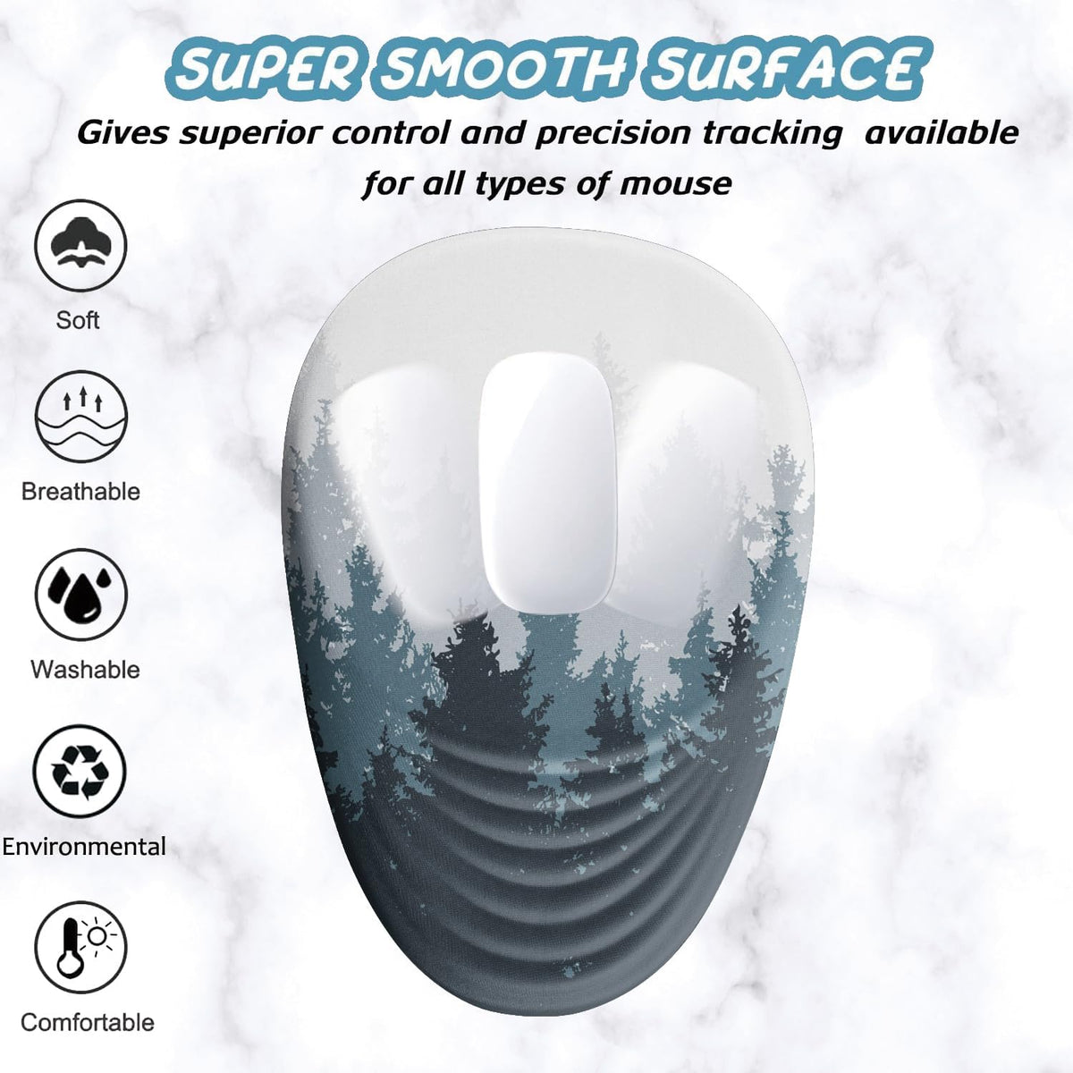 Ergonomic Mouse Pad Wrist Support, Mouse Pad with Wrist Rest, Memory Foam Massage Design & Non-Slip PU Base MousePads for Pain Relief, Desk, Office, Home, Forest Tree