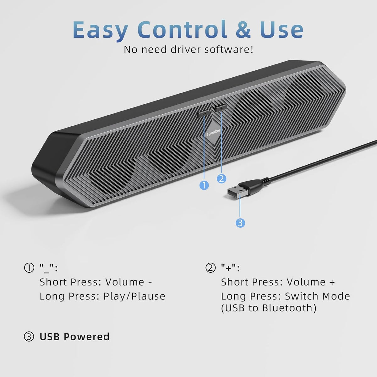 HPSWUW PC Speaker for Computer, Wired USB Powered Bluetooth Computer Speakers with Stereo Clear Sound, Gaming Speakers