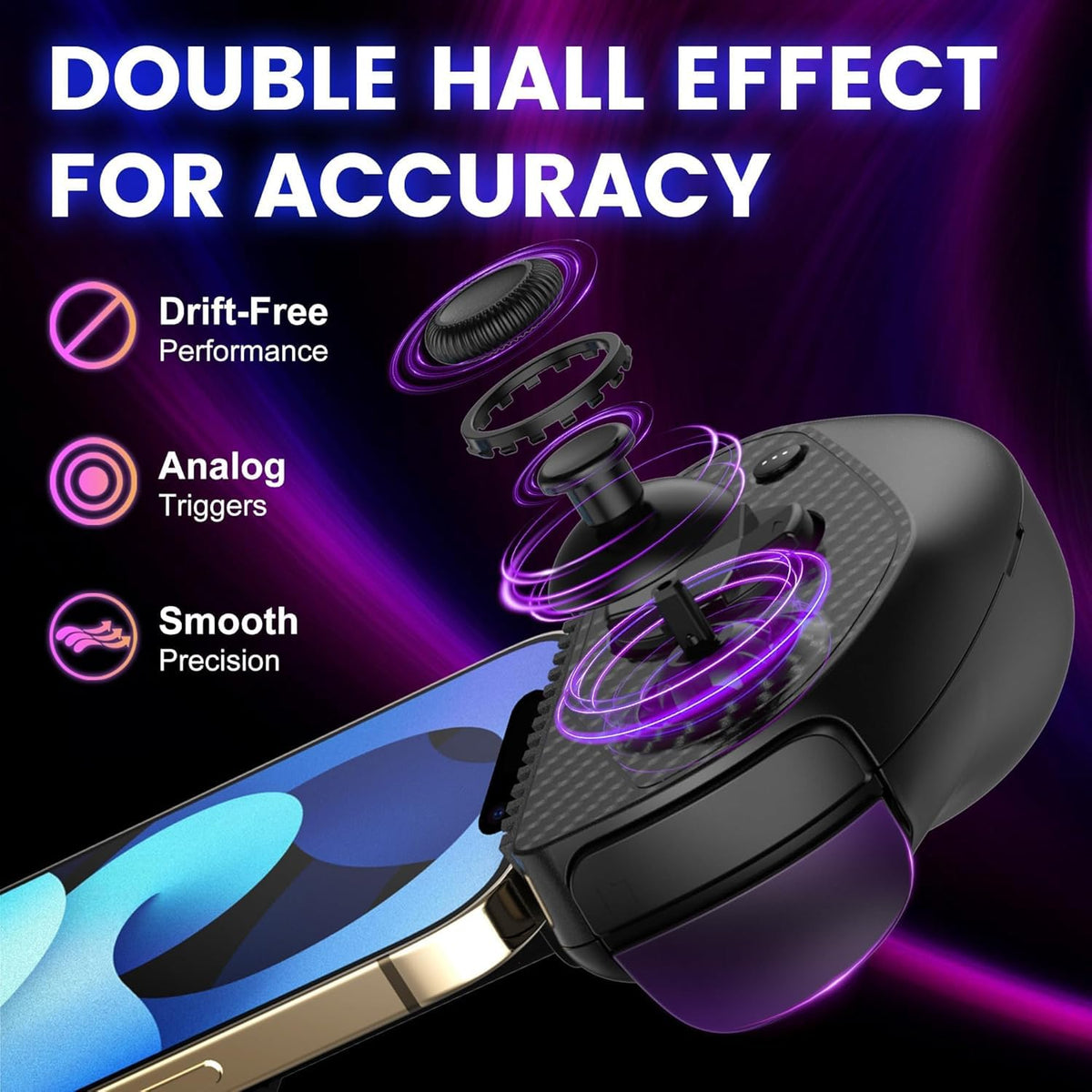 Serafim S3 Mobile Gaming Controller for iPhone 15/16/17 & Android - Hall Effect Joystick USB-C Gamepad, MFi Certified, Passthrough Charging, Fits