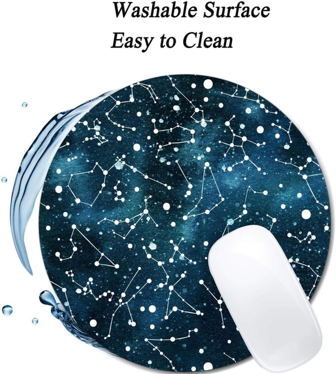Cool Blue Galaxy Night Sky Pattern Mouse Pad Round Non-Slip Rubber Mousepad Laptop Office Computer Decor Cute Desk Accessories Customized Design Mouse Pad