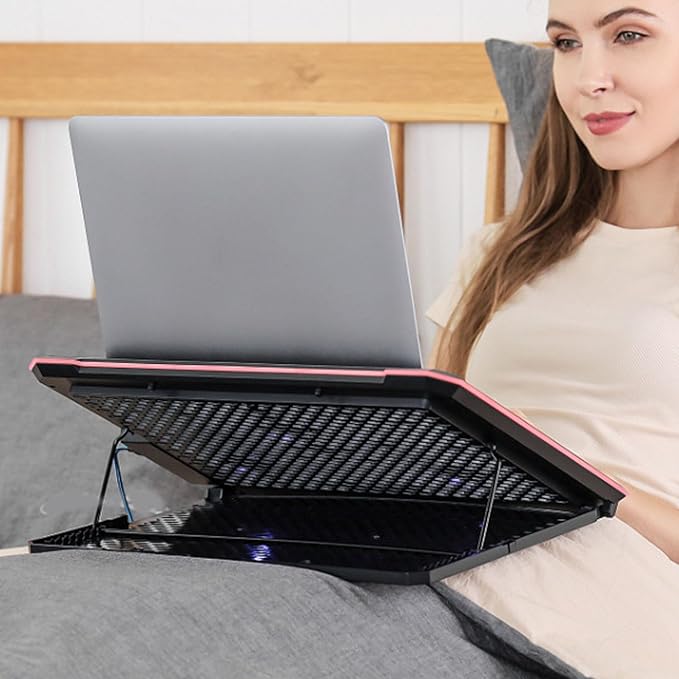 PUSOKEI Gaming Laptop Cooling Stand 10 Fans 5 Speeds RGB Light Strip 10 Modes with 2 USB Ports for 12-19 Inch Laptops Tablets Smartphones (14 Fans)