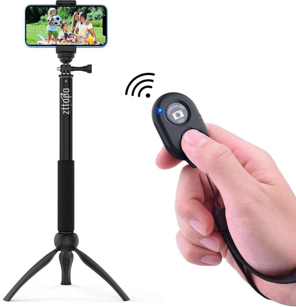 Wireless Camera Remote Shutter for Smartphones (2 Pack), Zttopo Wireless Phone Camera Remote Control Compatible with iPhone/Android Cell Phone - Wrist Strap Included Black&Pink