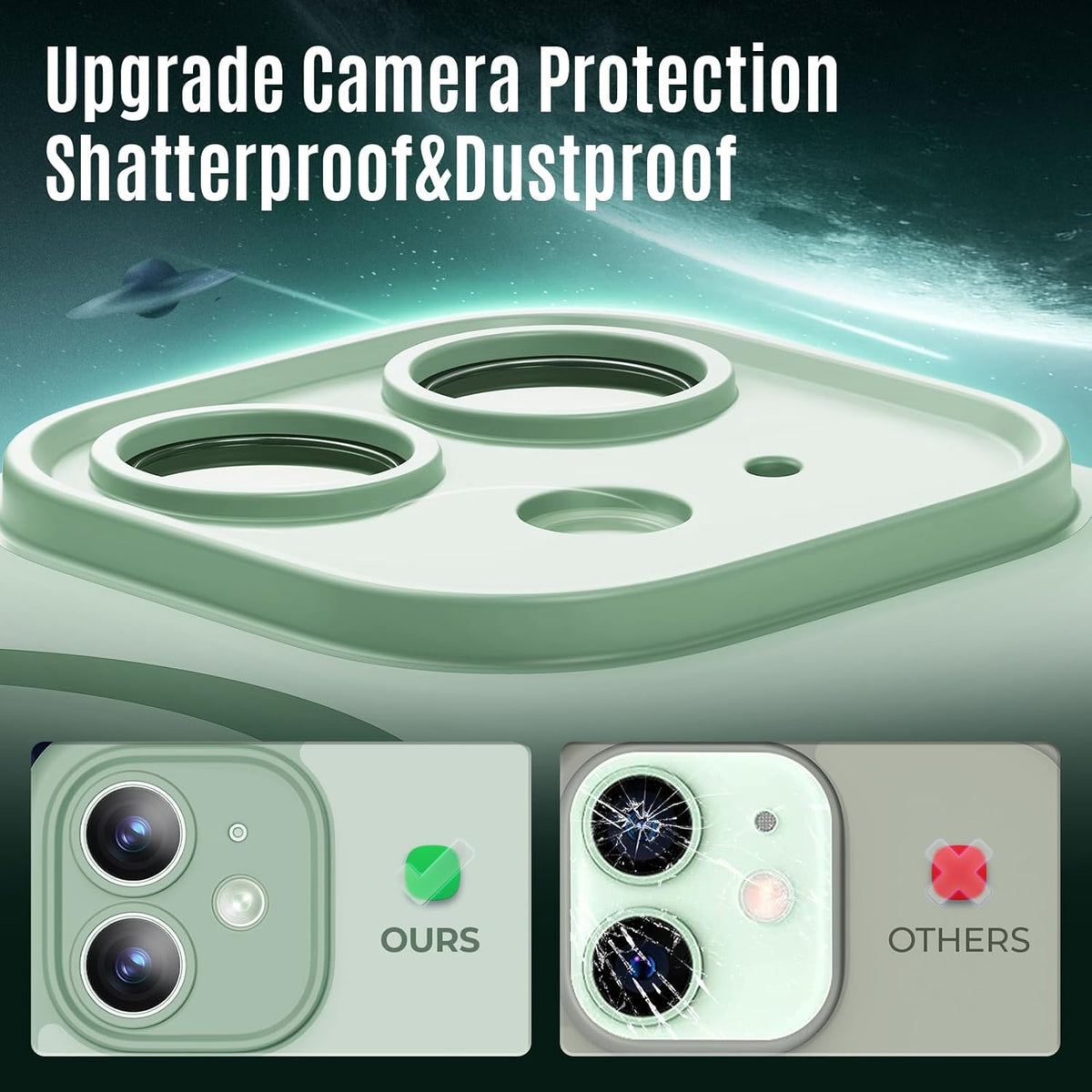 Designed for iPhone 12 Case, Compatible with MagSafe, with Privacy Screen Protectors X2, [Camera Protection] [15FT Military Drop Protection] Shockproof Phone Case, 6.1", Calke Green