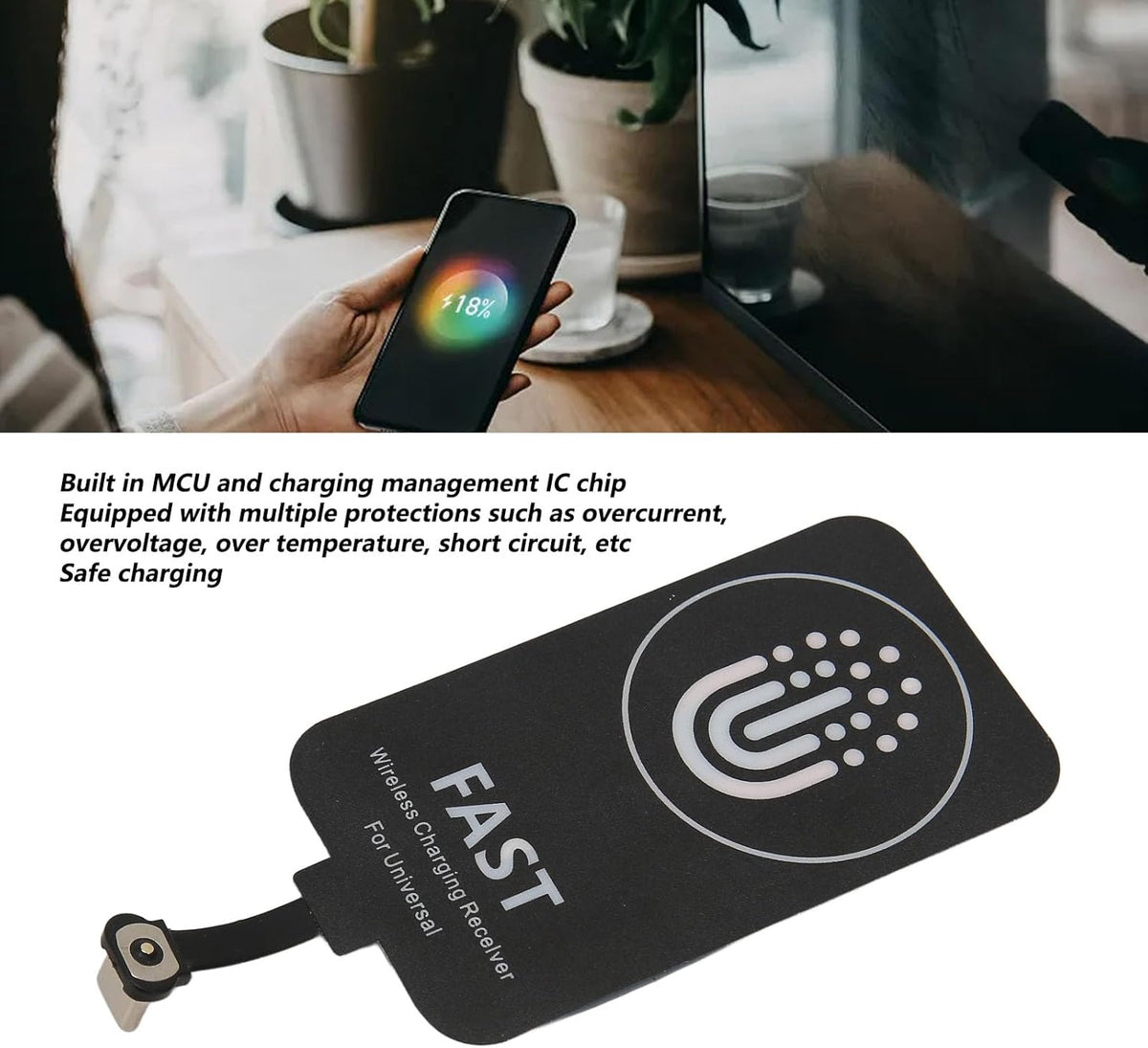 Type C Charging Receiver - 5V 2A Magnetic Suction Thin Qi Charging Module for Type C Phones