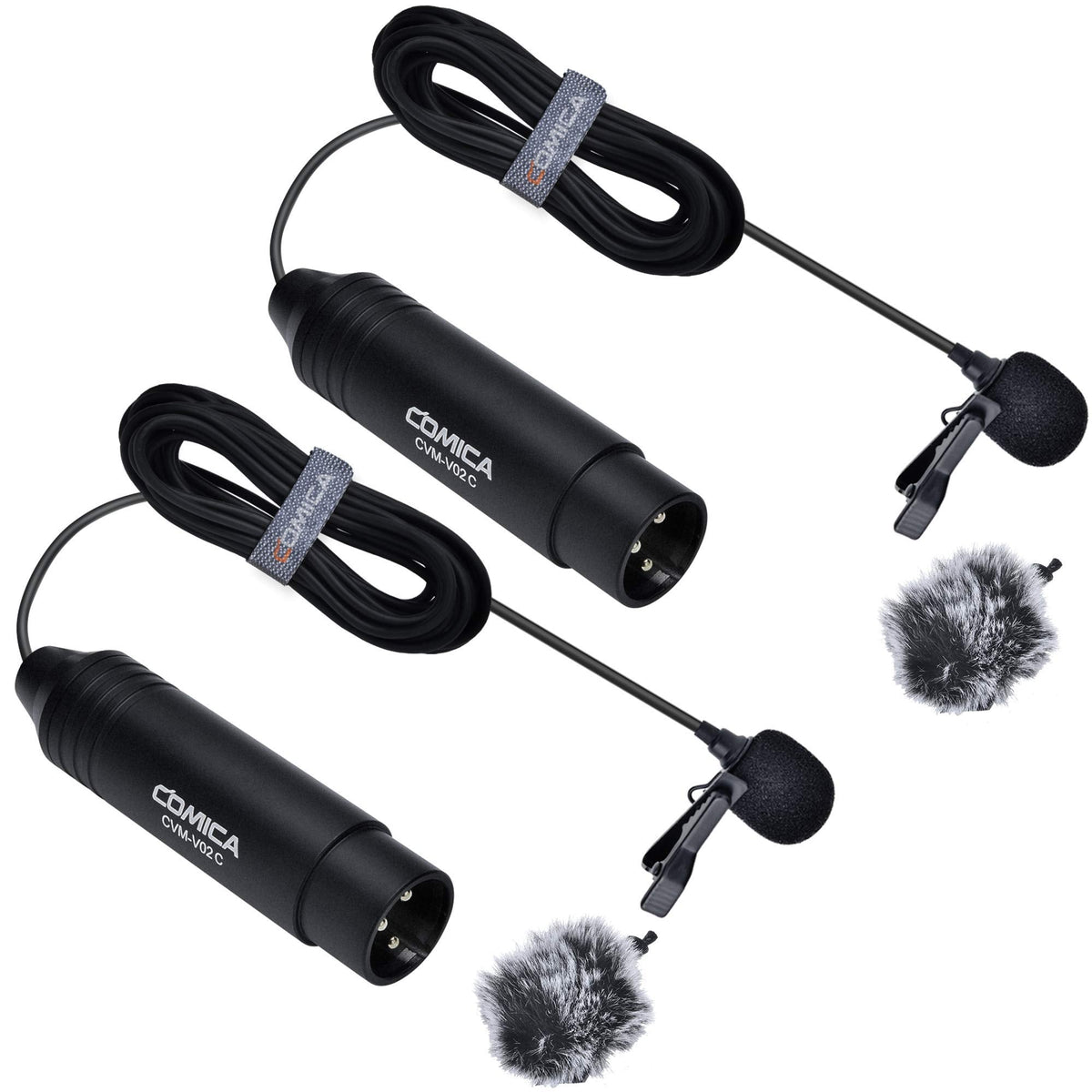 COMICA CVM-V02C XLR 48V Phantom Power Cardioid Lavalier Microphone,with Lapel Clip and Wind Muff,Lapel Mic for Camera Canon Sony
