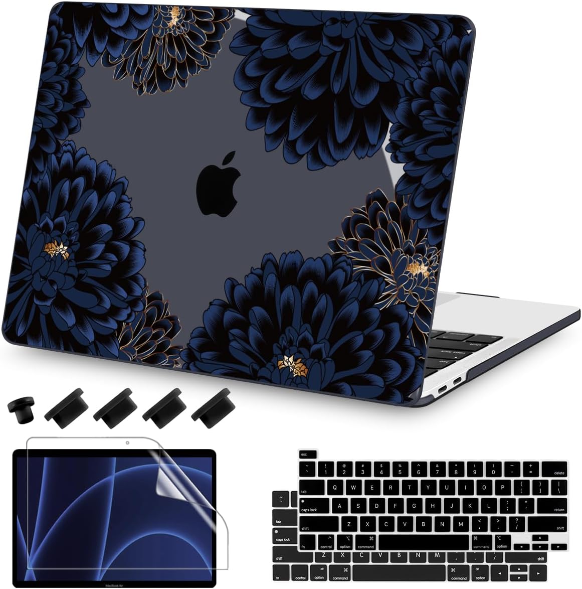 Teryeefi for MacBook Pro 13 inch Case Release 2016-2022, Fits Model A2338 A2251 A2289 A2159 A1989 A1708 A1706, Design Pattern Slim Cover+Keyboard Cover for 13 inch MacBook Pro M2 M1, Chrysanthemums