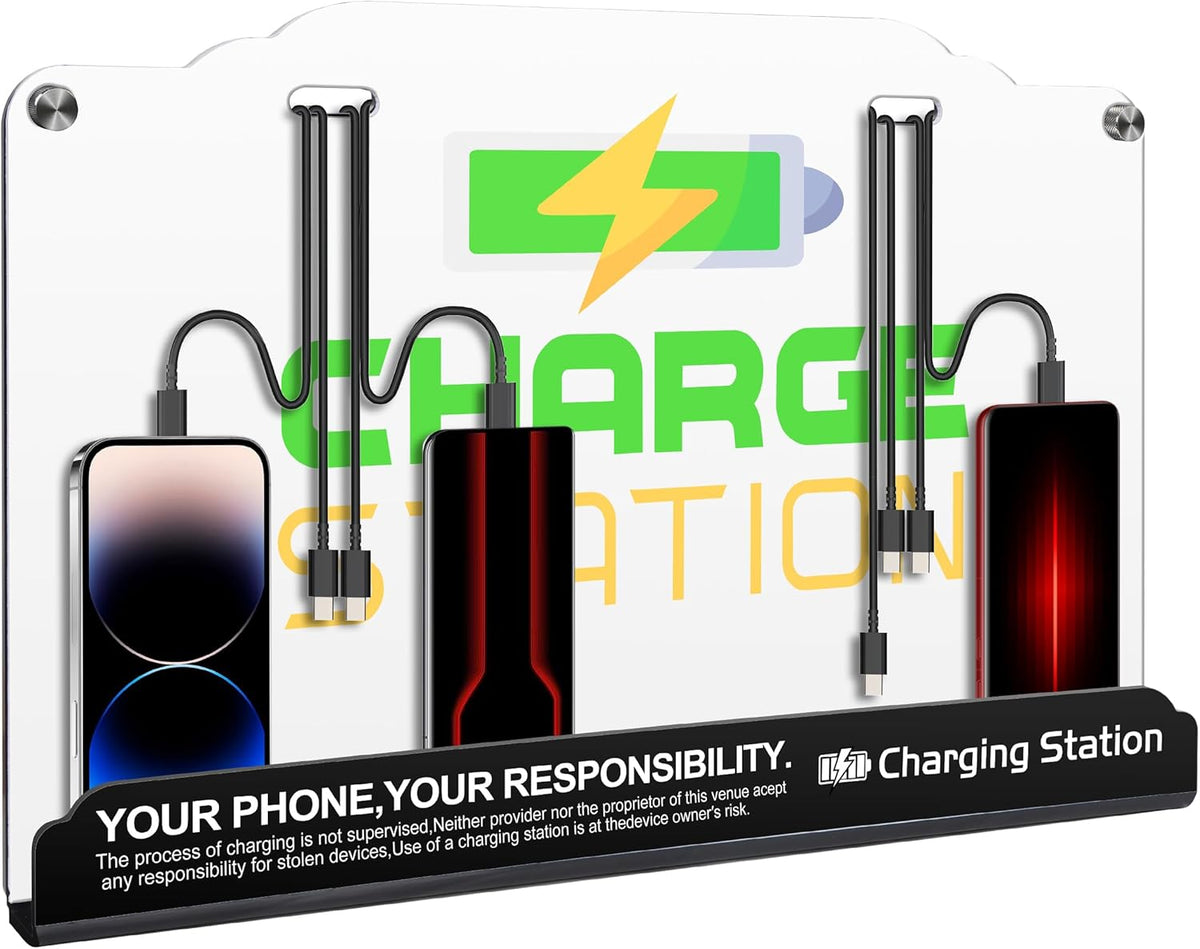 Wall Mount Charging Station with 8 Ports Phone Charger with Type-C,Android Port | Applicable for Applicable Airport Hospitals Banks Hotel and Public Places (White)