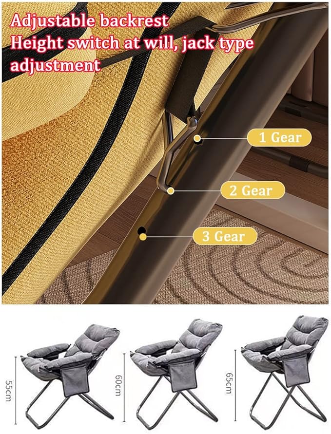 YCKEGEW Lazy Chair IndoorLounge Chair Living RoomFolding Armcharir with Footrests and PillowUpholstered Recliner SleeperReading Gaming Chair (Color : Light Gray)