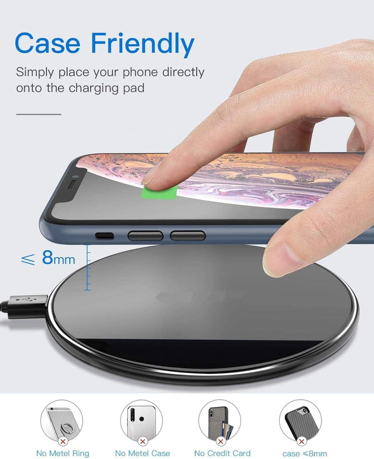 15W Wireless Charger Fast Charging Pad Slim Quick Charge Compatible with LG Velvet 5G, V30, G6 Phones