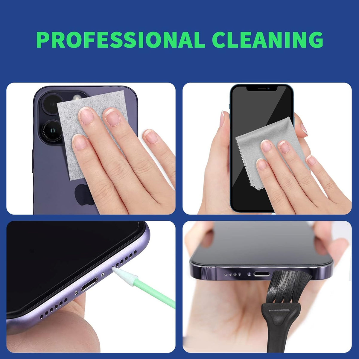 Phone Cleaning Kit, Phone Screen Cleaner, Cleaning Kit for iPhone Cell Phone Airpod, Cleaner Kit for iPhone Speaker Charging Port Cleaning Tool, Electronics Cleaning kit for Laptop USB C Lightning